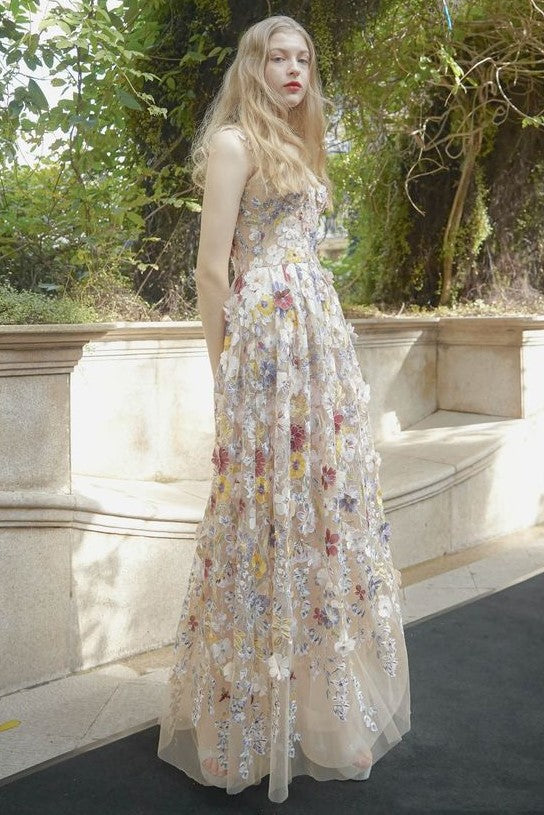 Flowering Girl Women Embroidered Floral Sleeveless Maxi Dress