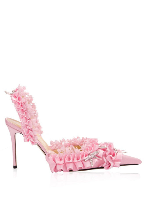 Flowering Girl Women Avah Bow-embellished Slingback Pumps - Pink