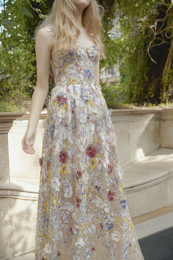 Flowering Girl Women Embroidered Floral Sleeveless Maxi Dress