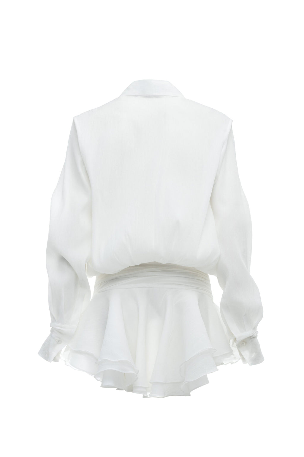 Flowering Girl Women Ember Ruched Ruffle Mini Dress - White
