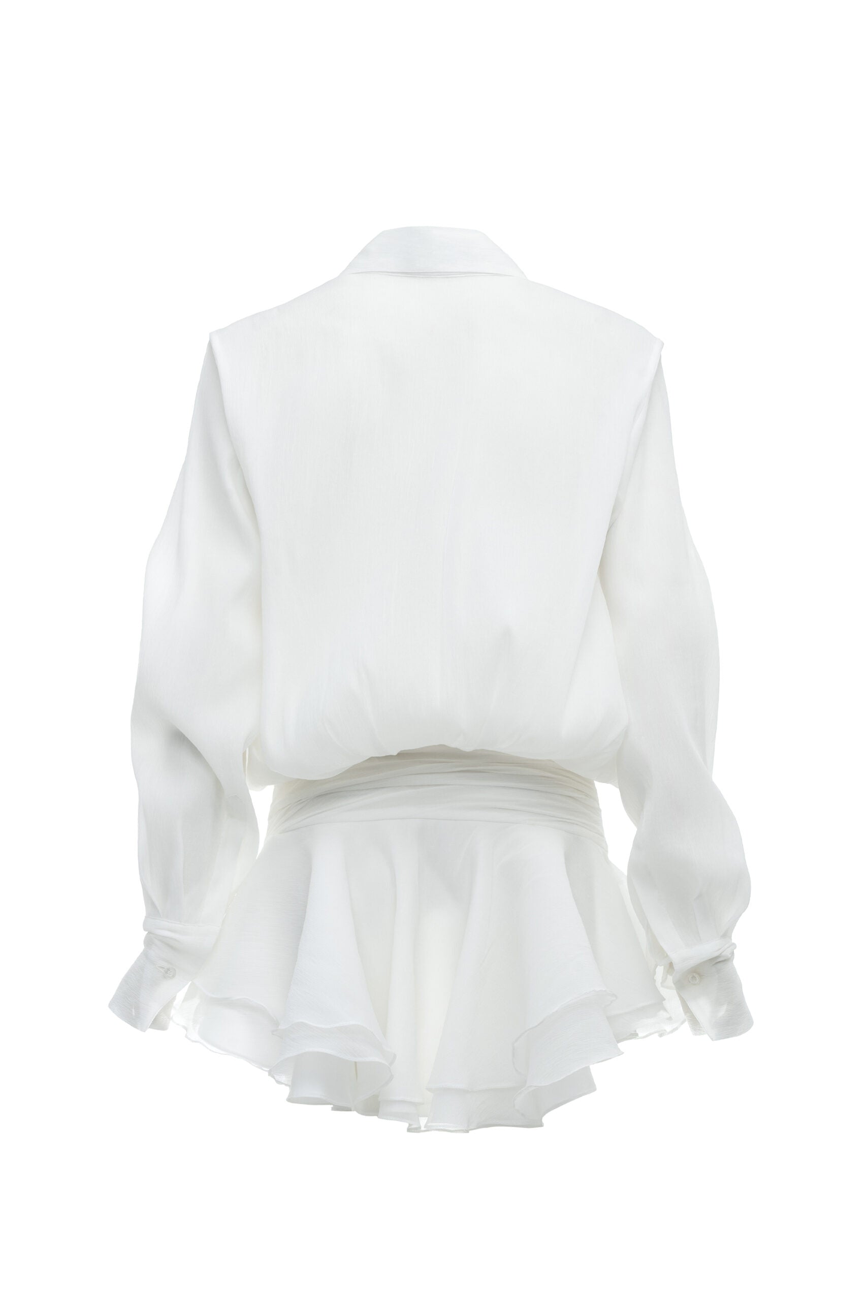 Flowering Girl Women Ember Ruched Ruffle Mini Dress - White