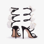 Flowering Girl Women Alana Rose Twists Satin Sandals - Black