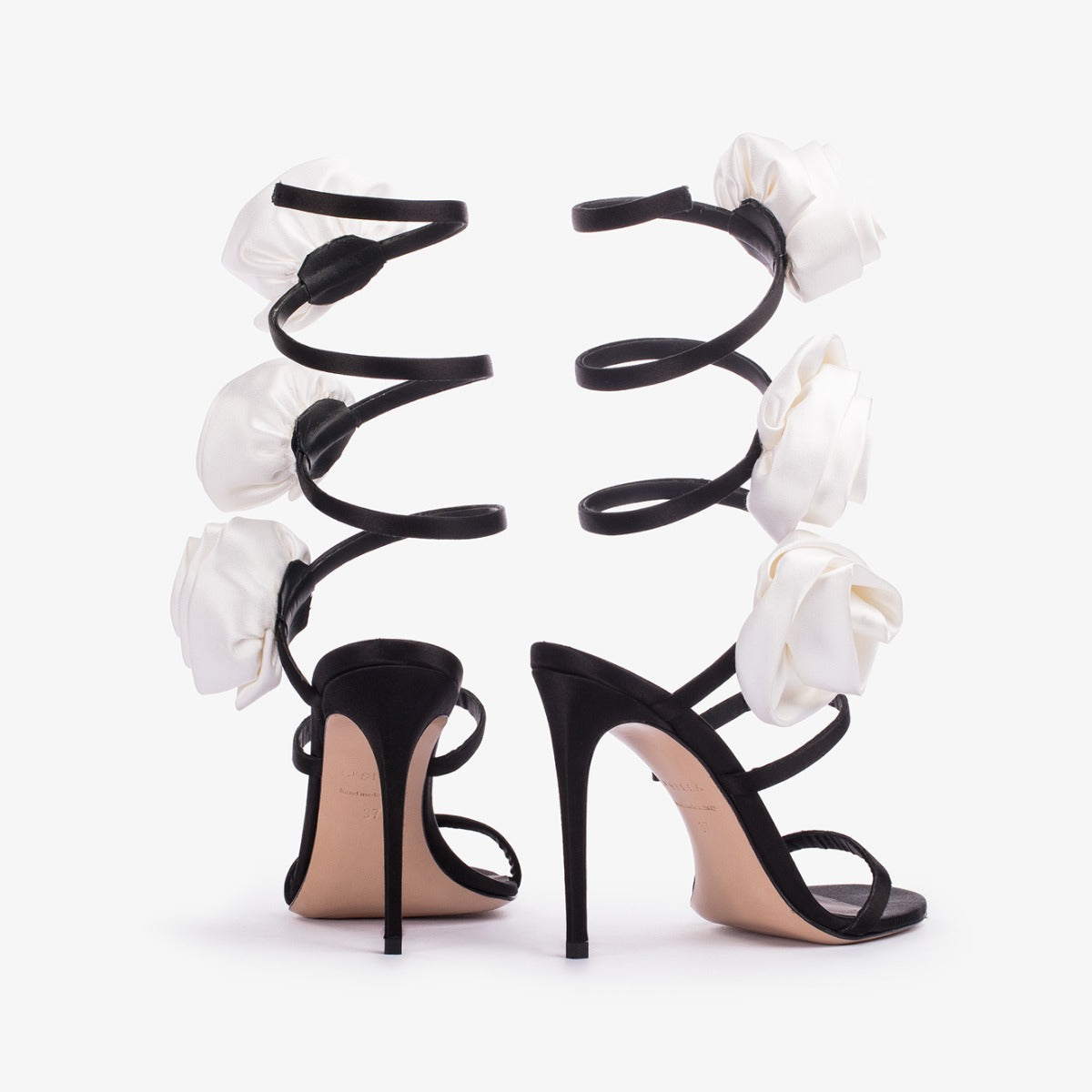 Flowering Girl Women Alana Rose Twists Satin Sandals - Black
