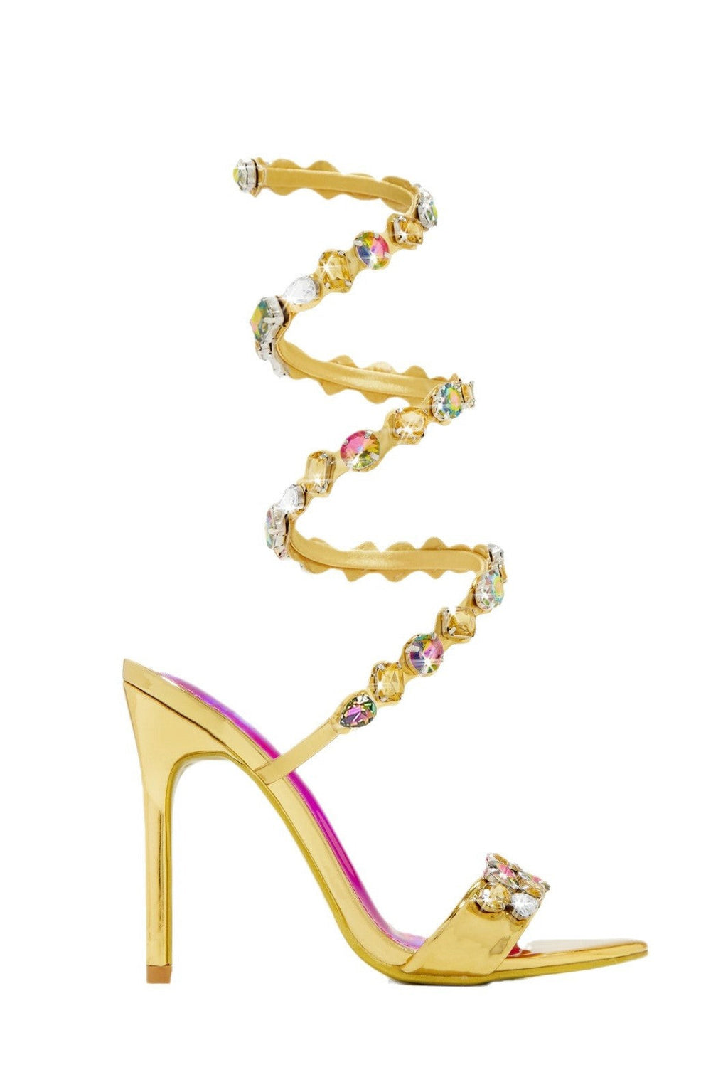 Flowering Girl Women Laura Diamond Ankle Strap Stiletto Sandals - Gold