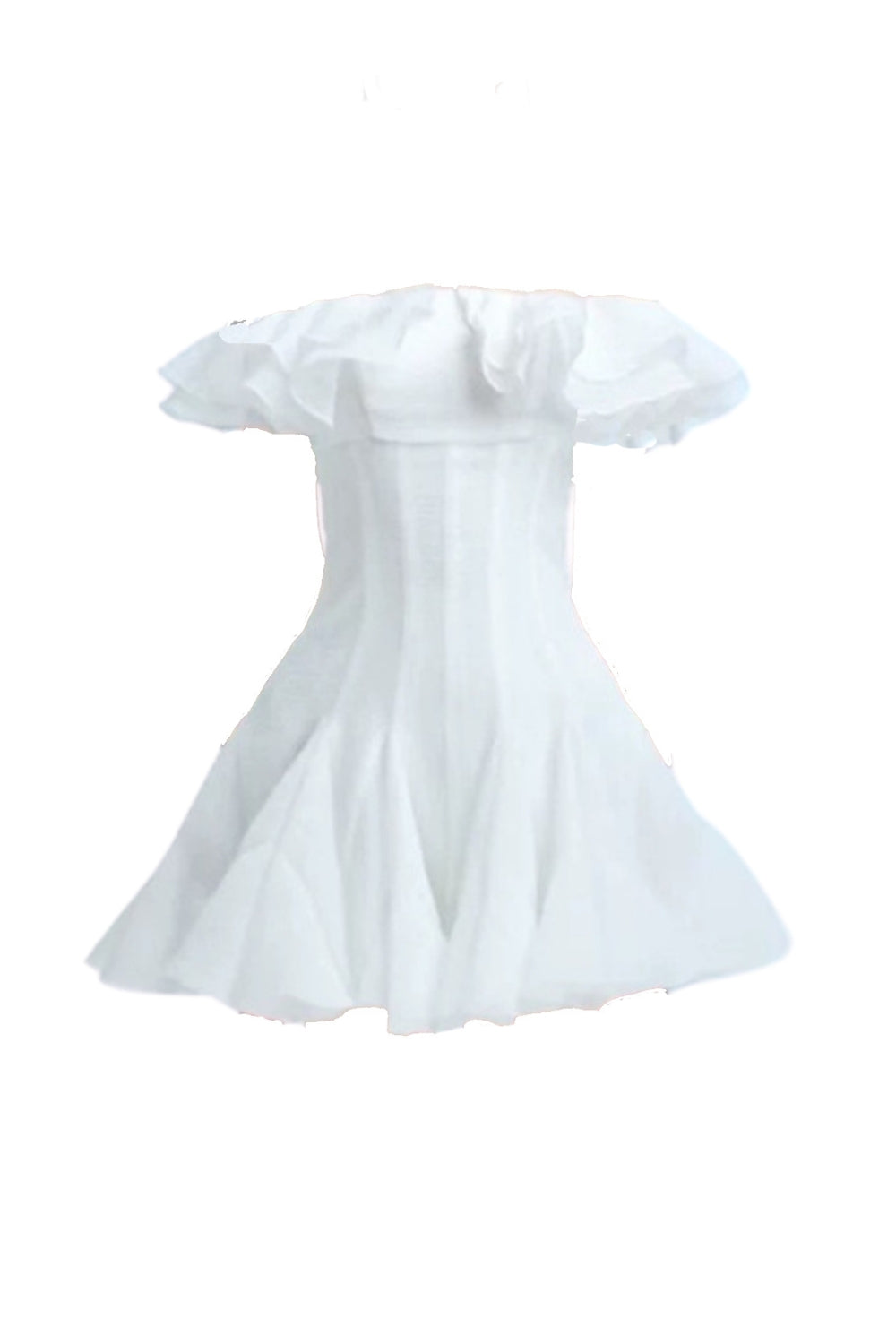 Flowering Girl Women stephanie off-shoulder ruffle trim mini dress in white