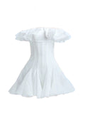 Flowering Girl Women stephanie off-shoulder ruffle trim mini dress in white