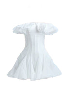 Flowering Girl Women stephanie off-shoulder ruffle trim mini dress in white