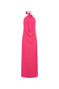 Flowering Girl Women Floral halterneck high collar maxi dress in Rose Pink