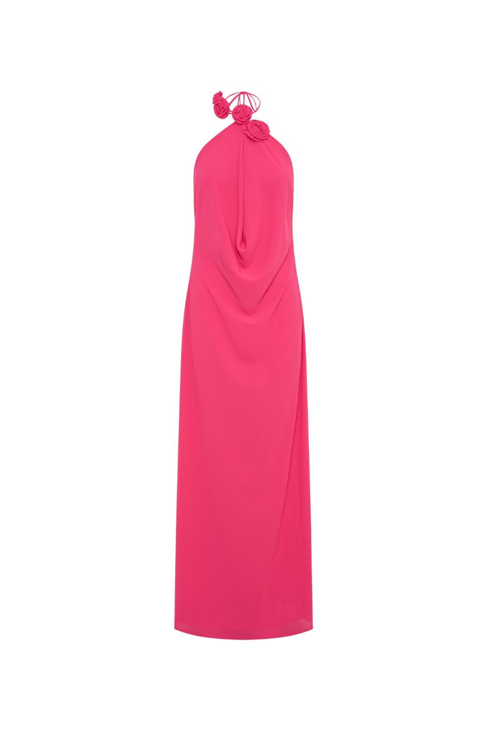 Floral halterneck high collar maxi dress in Rose Pink