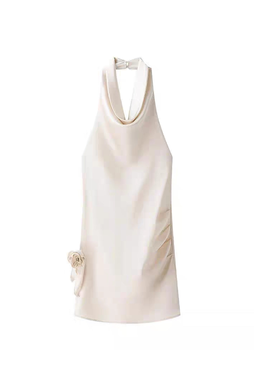 Flowering Girl Women sabrina Cowl Neck Backless Satin Mini Dress