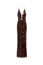 The Sequin Maxi Dress in Brown