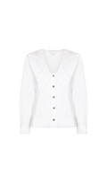 WHITE OVERSIZED COLLAR COTTON BLOUSE