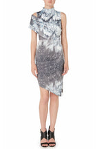 Flowering Girl Women Print Satin Asymmetrical Slanted Hem Mini Dress