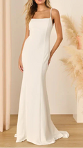 Flowering Girl Women Blessed Romance White Sleeveless Button Back Mermaid Maxi Dress