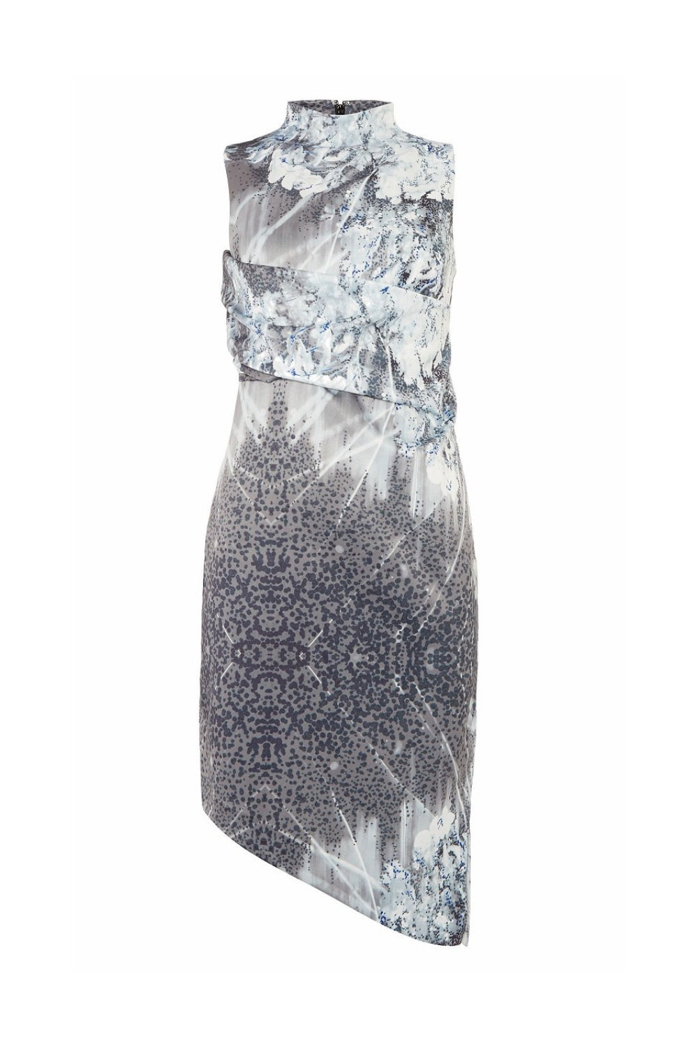 Flowering Girl Women Print Satin Asymmetrical Slanted Hem Mini Dress