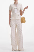 vicky Cream Sequin Knit Top