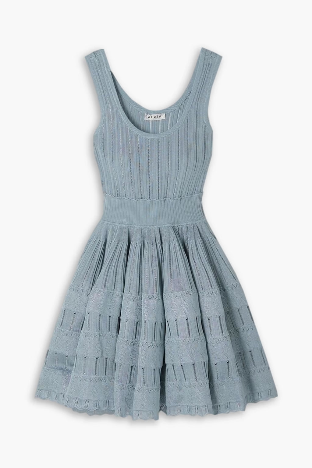 Flowering Girl Women Ribbed Pointelle Knit Mini Dress In Blue