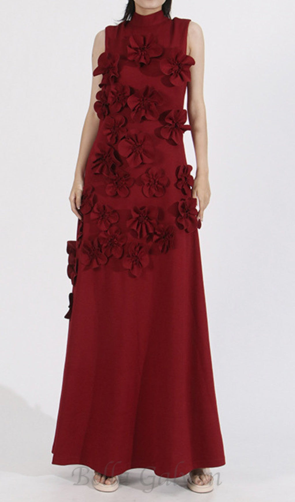 Flowering Girl Women ANNONA RED FLOWER EMBELLISHED MAXI DRESS