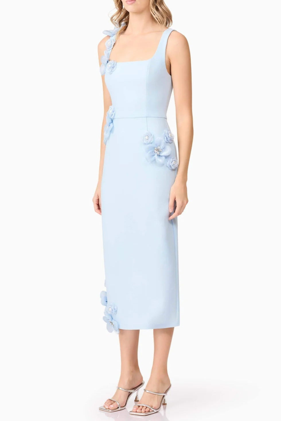 Flowering Girl Women Sabrina 3d Flower Midi Dress In Blue