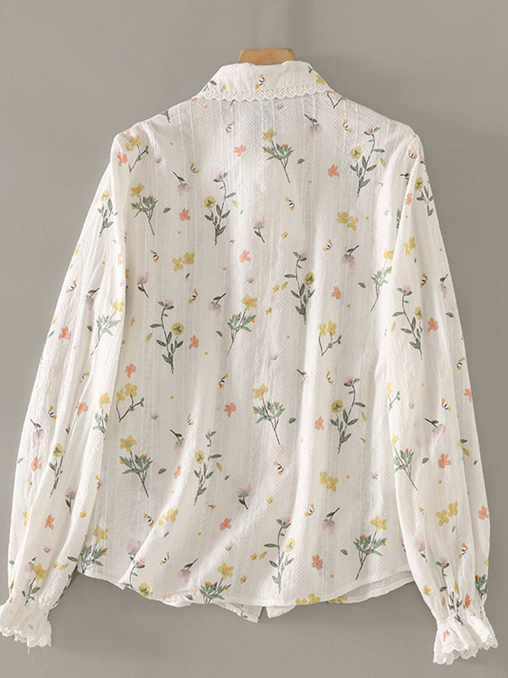 Flowering Girl Women nancy Classic Lapel Embroidered Floral Shirt