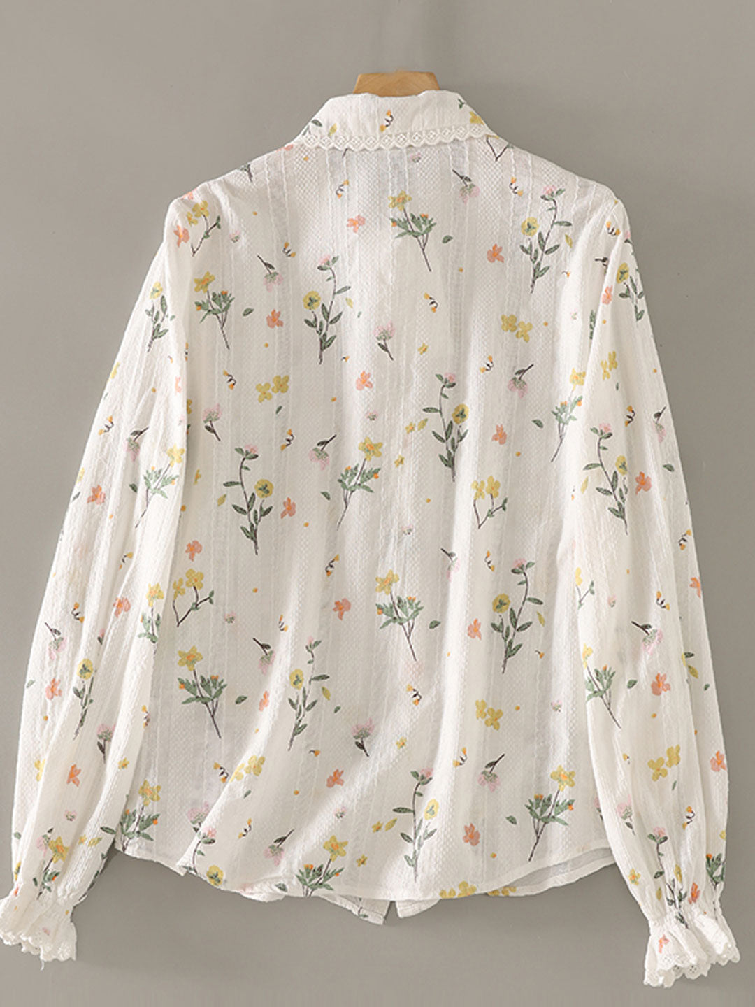 nancy Classic Lapel Embroidered Floral Shirt