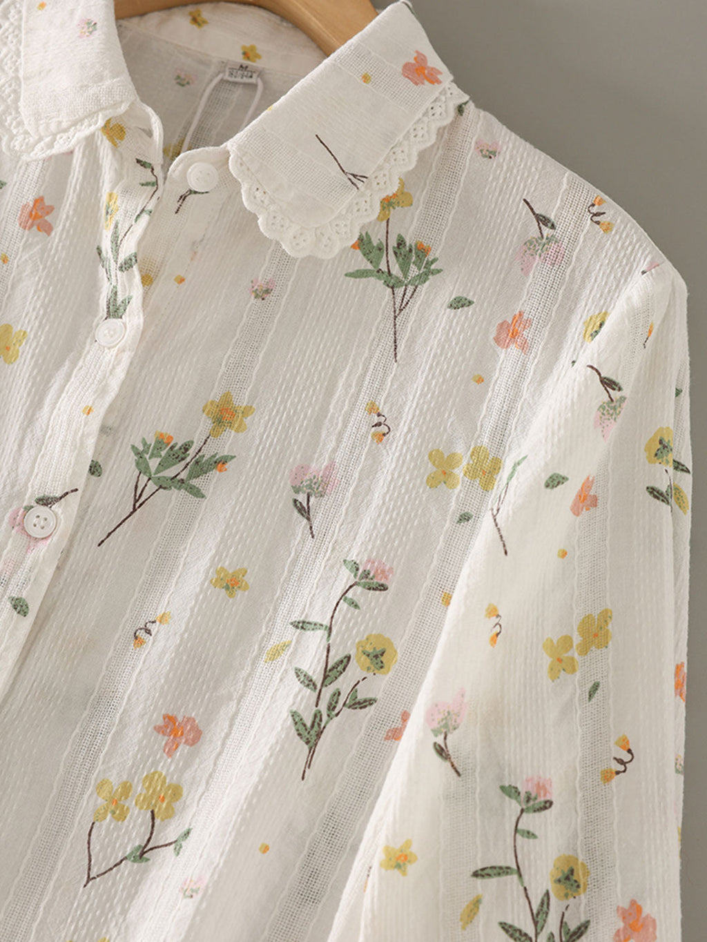 Flowering Girl Women nancy Classic Lapel Embroidered Floral Shirt