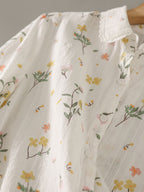Flowering Girl Women nancy Classic Lapel Embroidered Floral Shirt