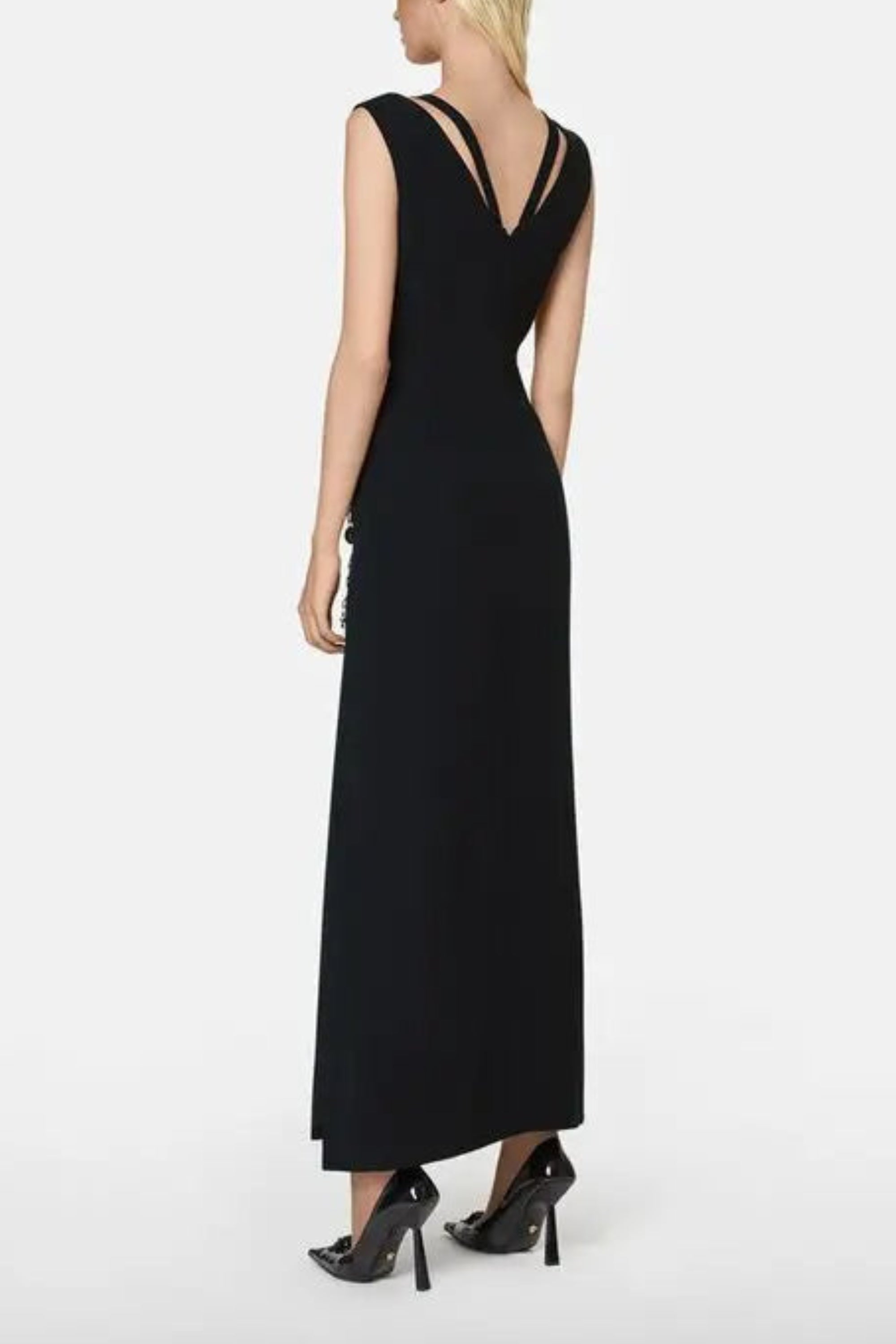 Flowering Girl Women v-Neck Pin-Embellished Maxi Dress In Black
