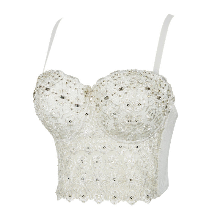 Calista Skin Tone High-End Embroidered Rhinestone-Encrusted Boning Corset