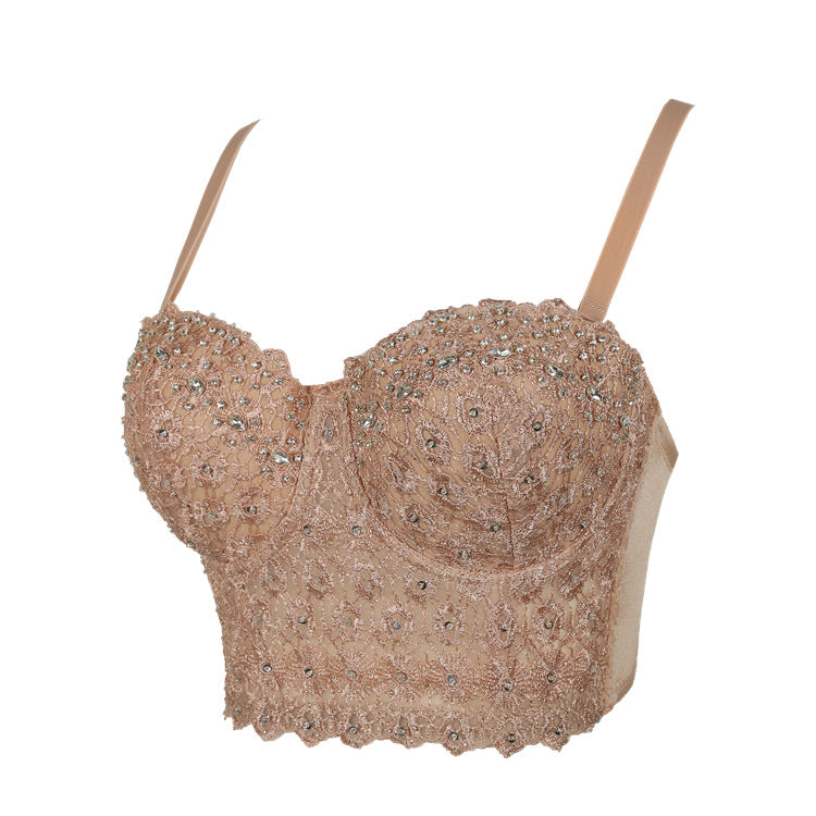 Calista Skin Tone High-End Embroidered Rhinestone-Encrusted Boning Corset