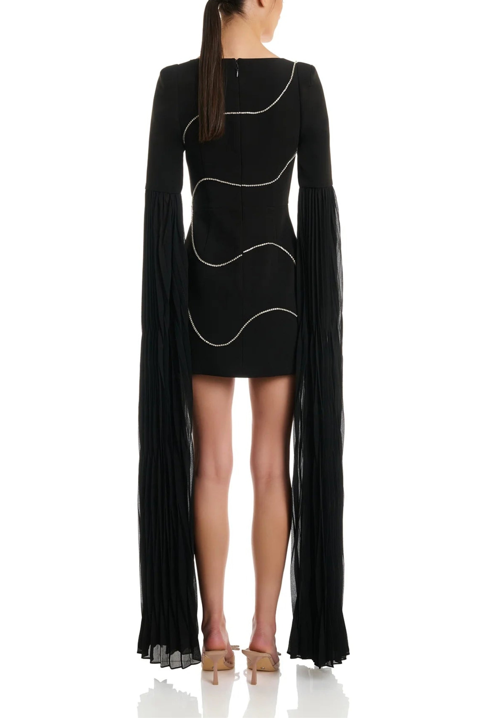 Flowering Girl Women Crystal-Stripe Bodycon Mini Dress In Black