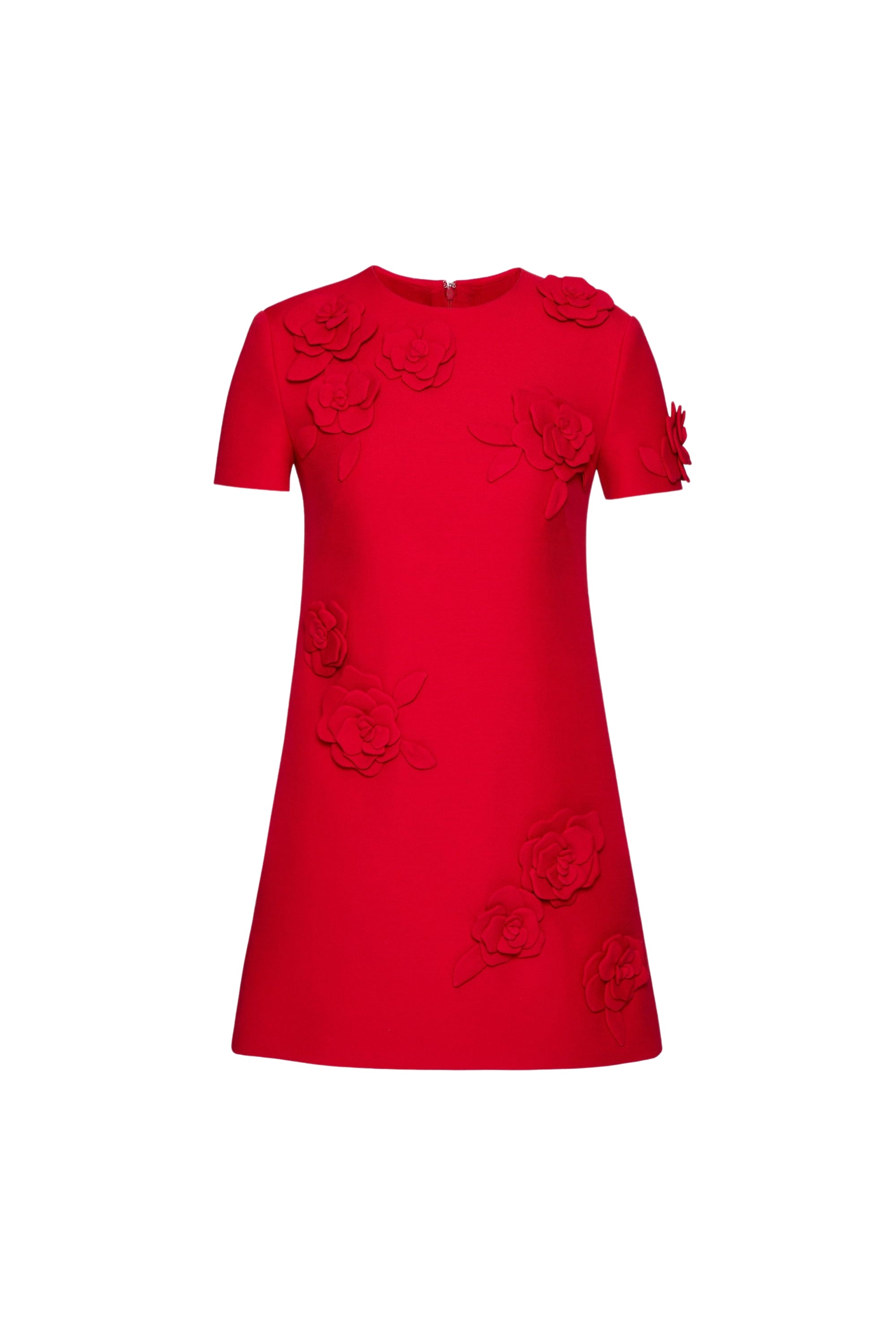 Flowering Girl Women Selena Embroidered Crepe Couture Mini Dress In Red