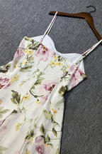 Flowering Girl Women Stain Floral Strappy Midi Dress