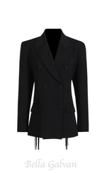 Flowering Girl Women Vienna Hollow Fringe Backless Blazer in black