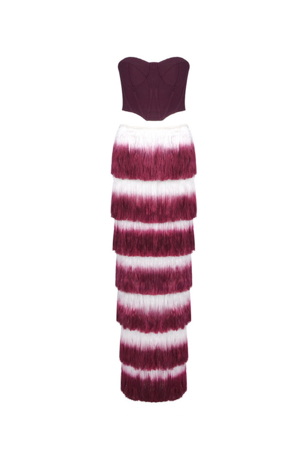ashley Gradient Fringe Corset Two Piece Bandage Set