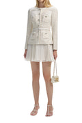 Flowering Girl Women Cream Sequin Boucle Tailored Mini Dress