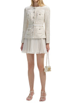 Flowering Girl Women Cream Sequin Boucle Tailored Mini Dress