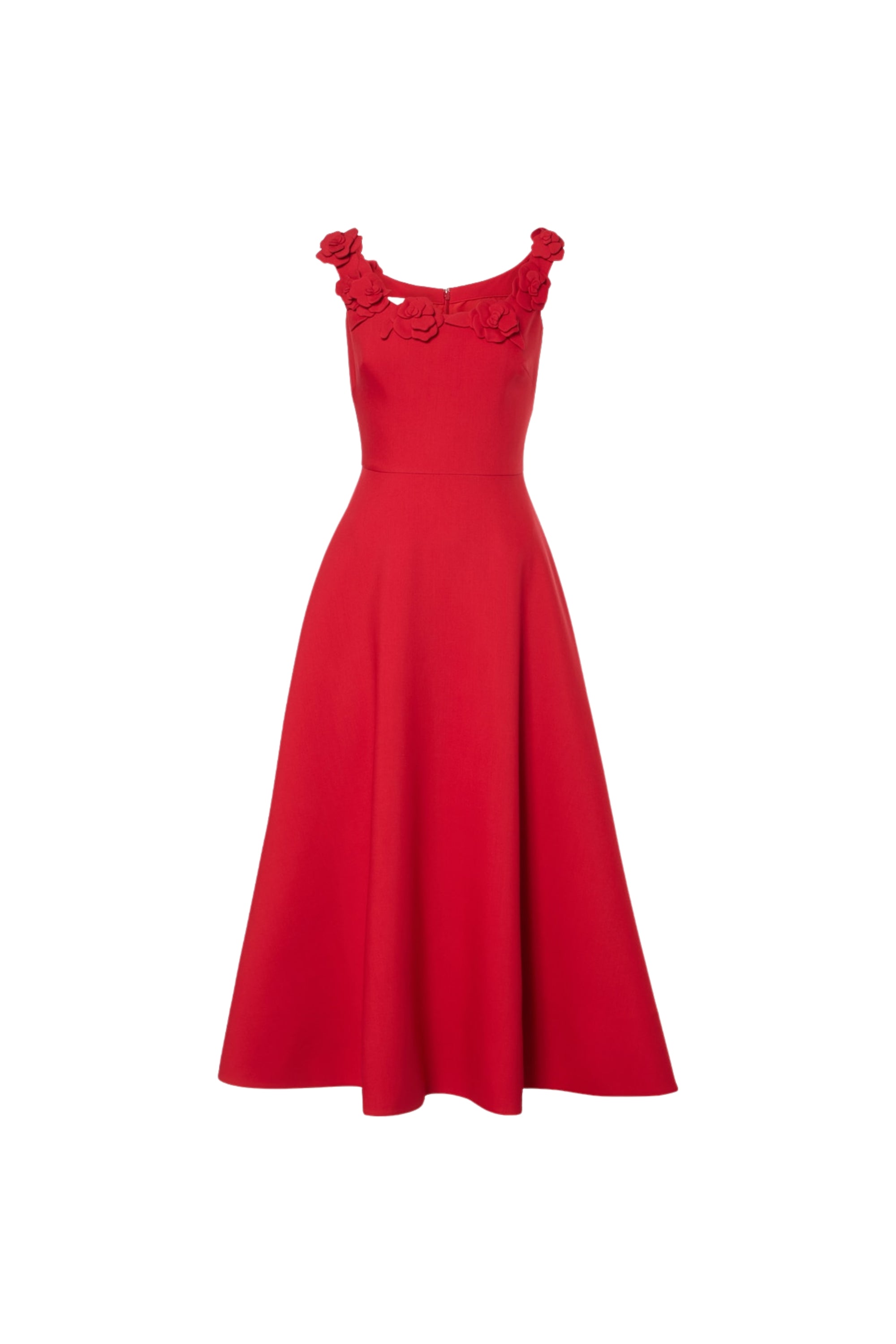 Flowering Girl Women Ula Embellished Floral Round Neck Midi Dress In Red