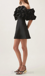 Flowering Girl Women Etta flower strapless mini dress in black