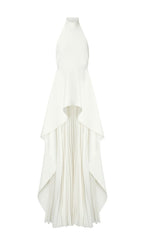 White Bandage Halter Irregular Maxi Dress