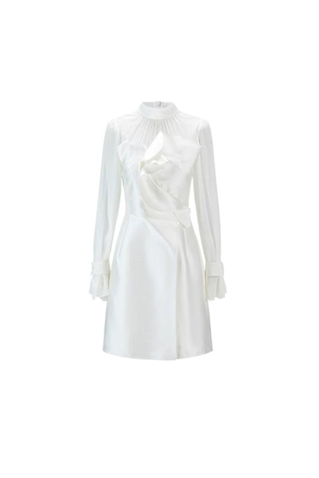 Flowering Girl Women White Mesh Long Sleeve Mini Dress