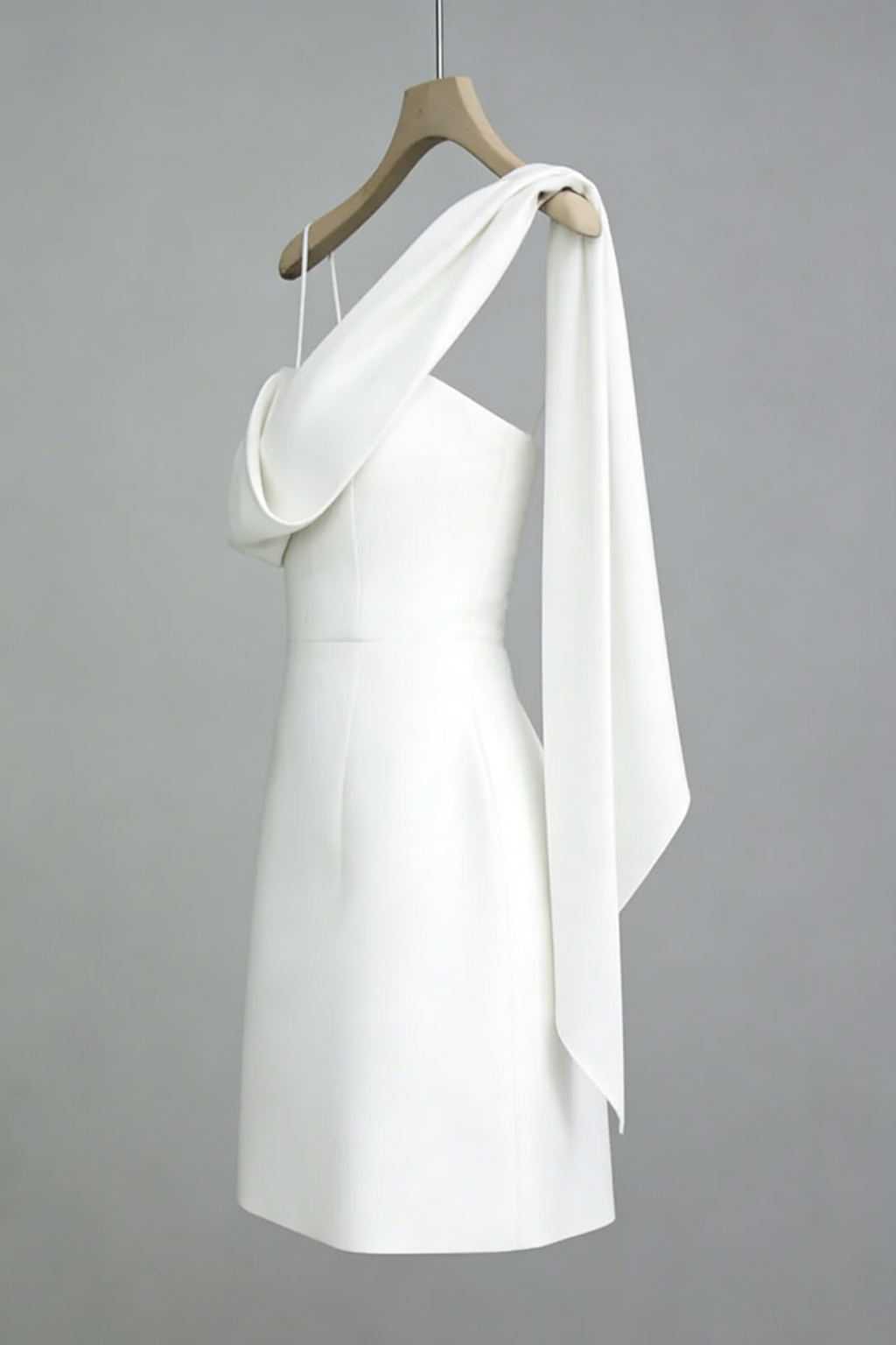 Flowering Girl Women White Asymmetrical One-Shoulder Mini Dress with Sash Tie