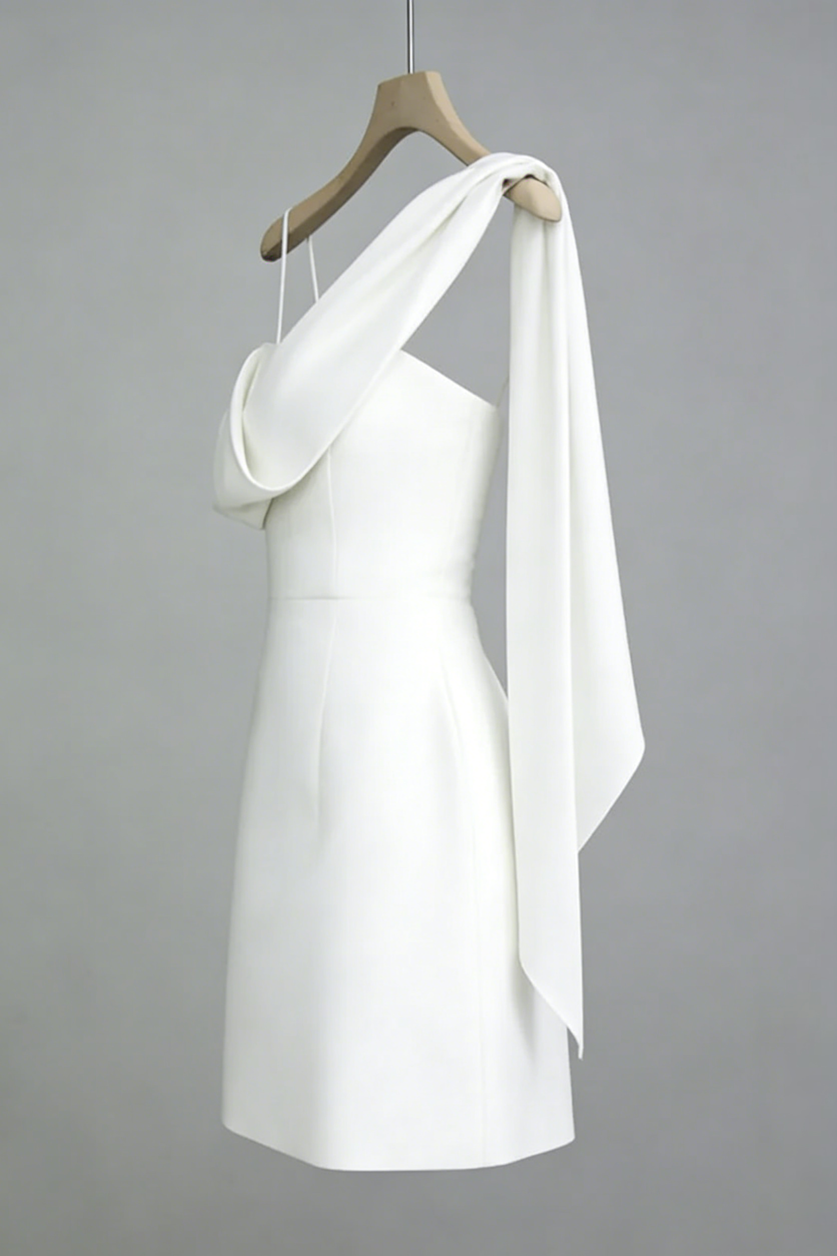 Flowering Girl Women White Asymmetrical One-Shoulder Mini Dress with Sash Tie
