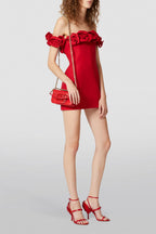 Flowering Girl Women Floral Embellished Crepe Mini Dress