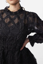 Flowering Girl Women Lace Mini Dress In Black