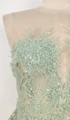 Flowering Girl Women GREEN FLORAL LACE EMBROIDER MIDI DRESS