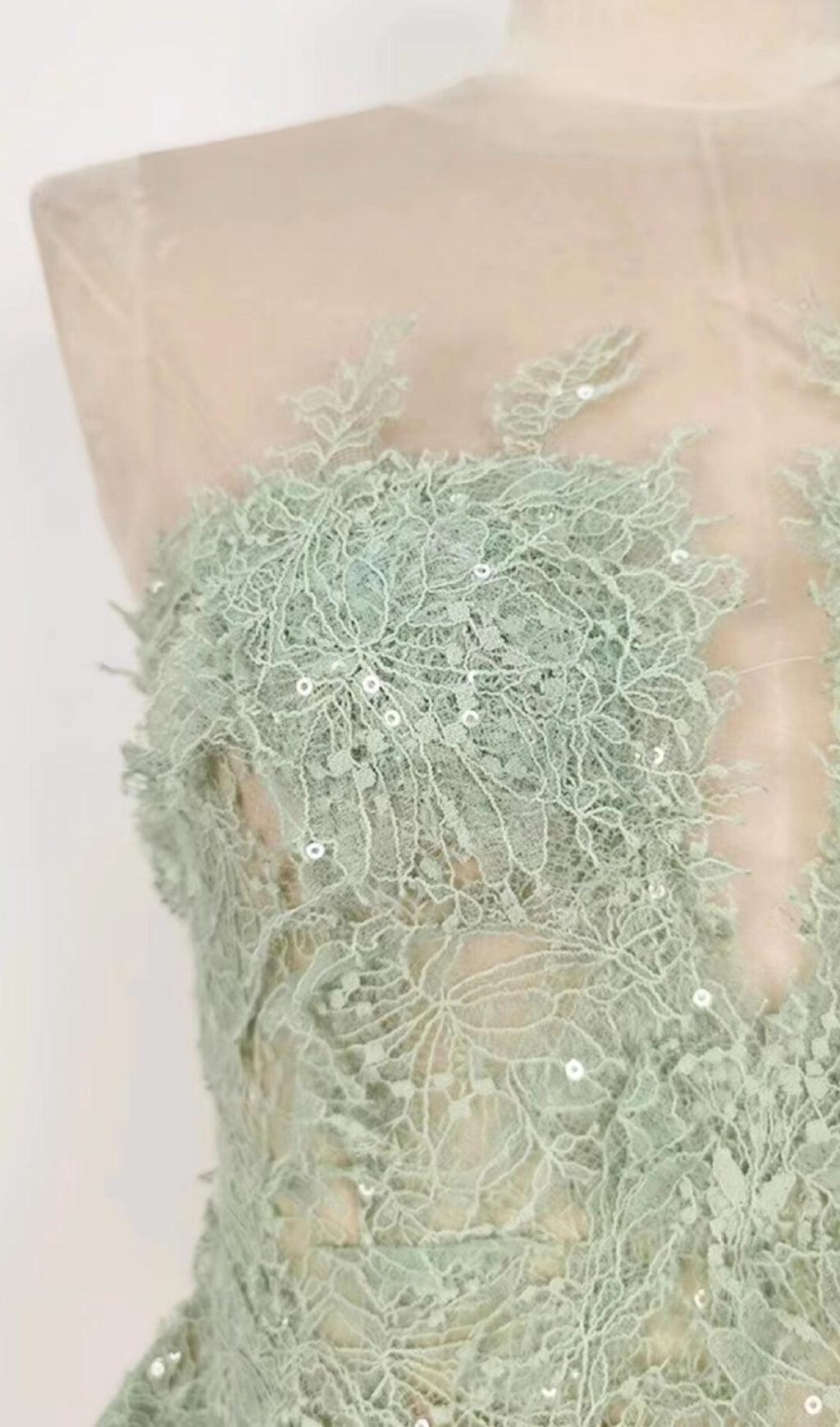 Flowering Girl Women GREEN FLORAL LACE EMBROIDER MIDI DRESS