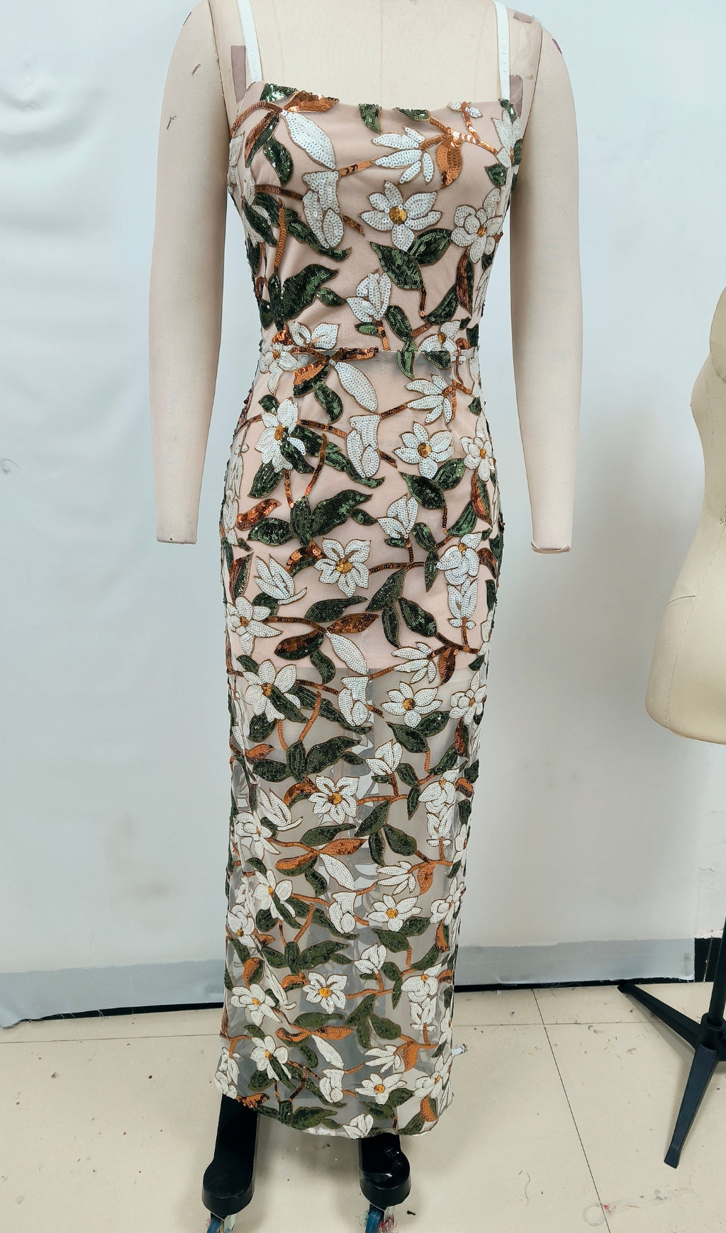 Flowering Girl Women Carsen Strappy Flower Embroidery Maxi Dress