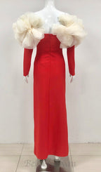 Flowering Girl Women off-shoulder bandage maxi dress in red