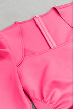 Square Neck Pleated Maxi Dress In Pink